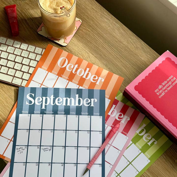 Stripe Monthly Undated Wall Planner for wholesale by Short Stuff