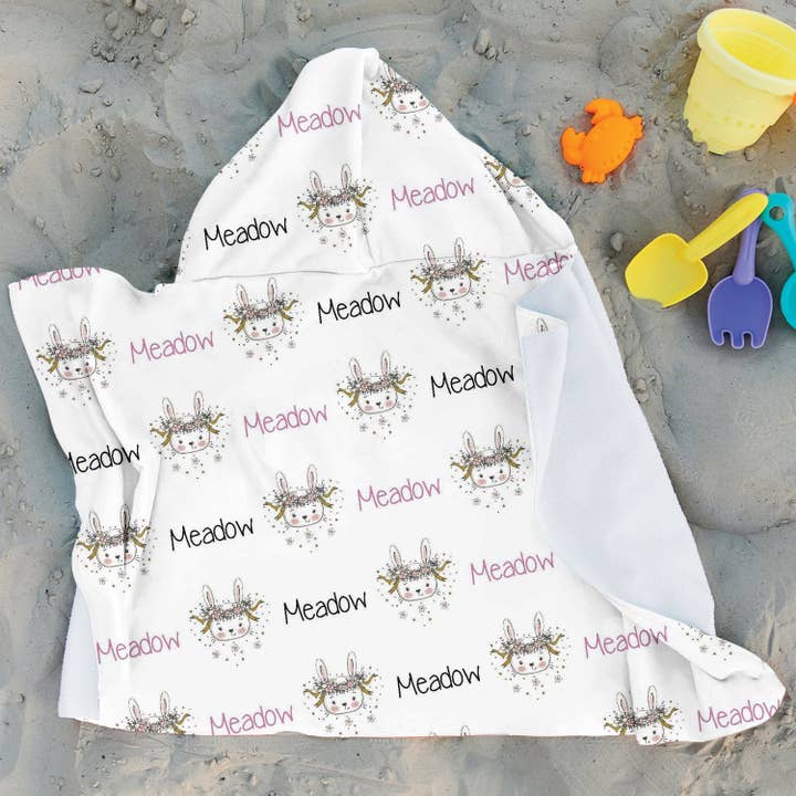 Personalized Bunny Hooded Towel for wholesale by Potter's Printing