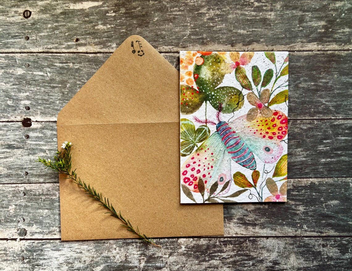 Erika's Whimsical Art – wholesale Birthday card – Plantable  Seed Paper Birthday Moth Card, Blank Inside 1