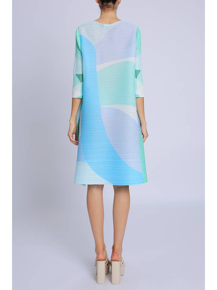 Beulah Style - Wholesale Jurk - Dames - Moderne midi-jurk met geometrische print en plooien PC31332