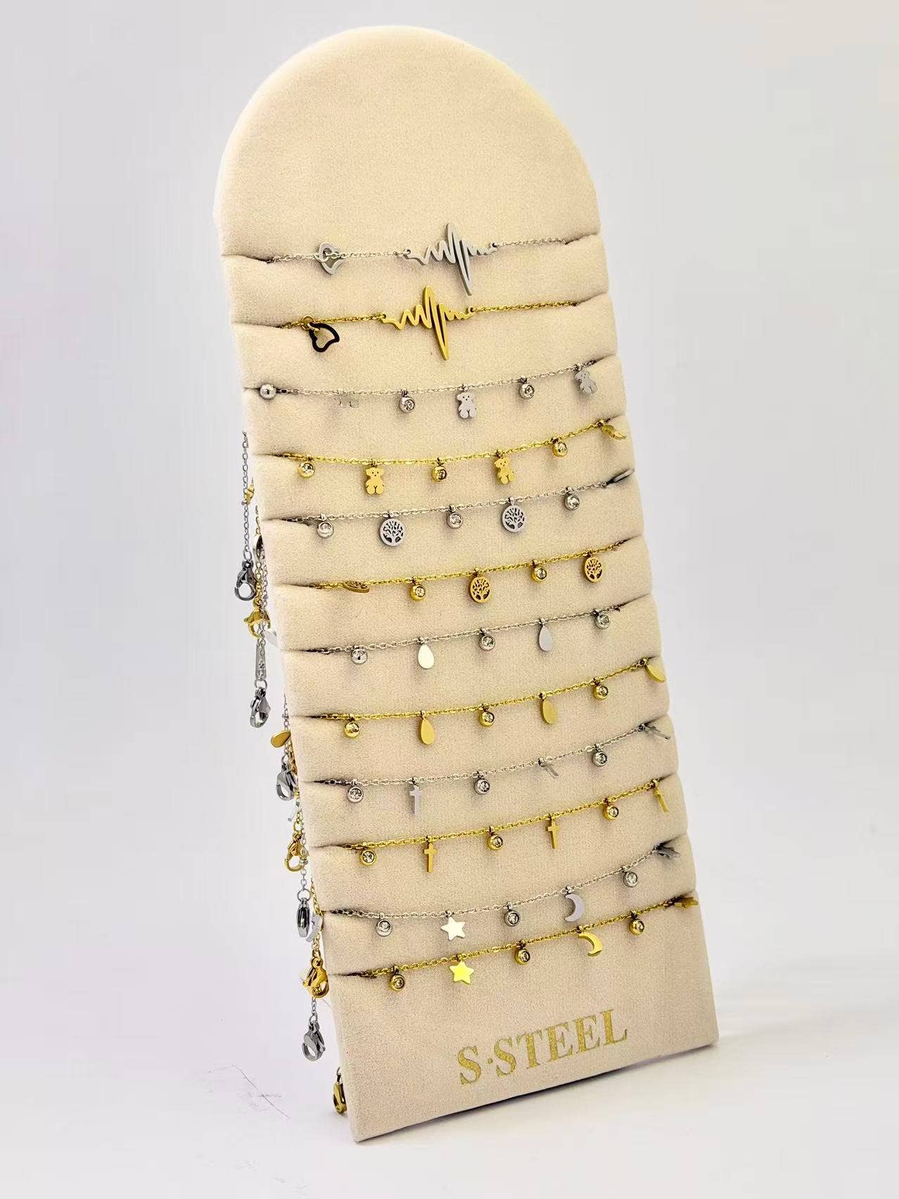 COSMOS - Wholesale Charm/Dangle Bracelet - Set of 12 Charm Bracelets with Various Designs Gold Silver1