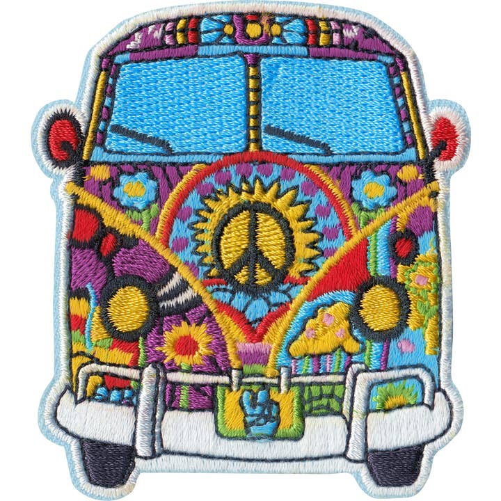 Square Deal Recordings & Supplies - Wholesale Patch - Patch - Trippy Hippie Van Bus With Peace Sign - 2.88"