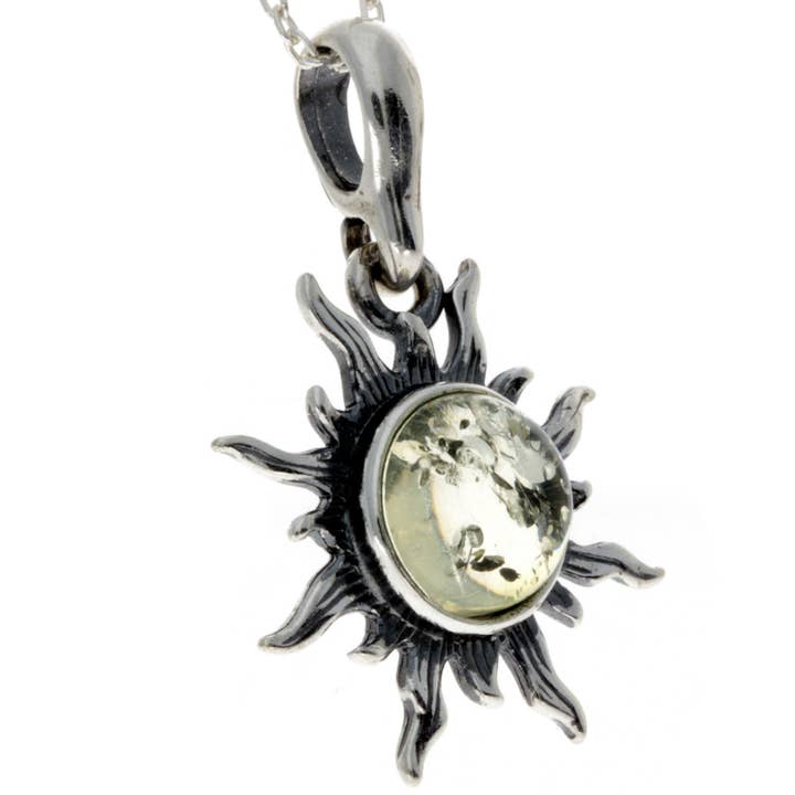 SilverAmber Jewellery - Wholesale Individual charm/pendant - 925 Sterling Silver Sun Pendant with Baltic Amber - 176414