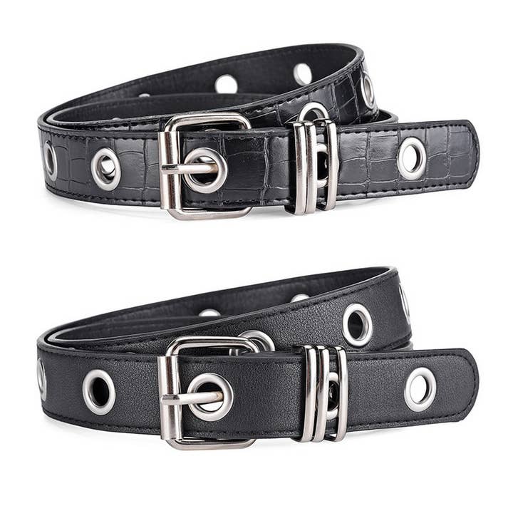 VERSATILE CASUAL BLACK CHAIN-DECORATED BELT_CWABE0573 for wholesale by ACCITY