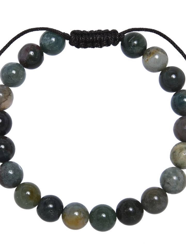 Indian Agate Stone Braided Shamballa Bracelet B4108-8MM for wholesale by Ole