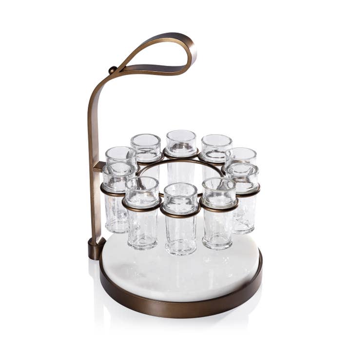 Conjunto de 10 Peças para Tequila Tequilero com Tábua de Corte de Mármore por atacado de Zodax