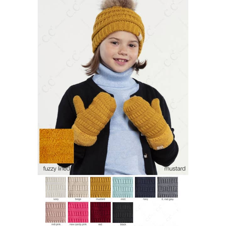 Hana – wholesale Mittens – Child – C.C Kids solid Knitted mitten11