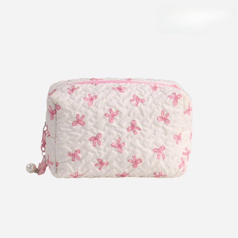 Dipped Shop - Wholesale Makeup/Cosmetic Bag - Bow Print Large Capacity Sweet Make Up Bag DPB25064