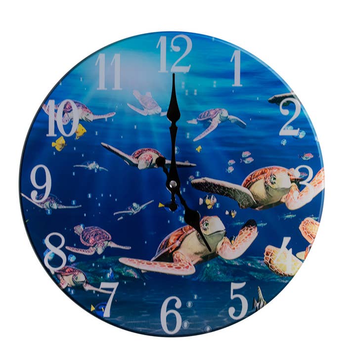 Sea Creations - Wholesale Wall clock - Turtle Glass Clock 13"