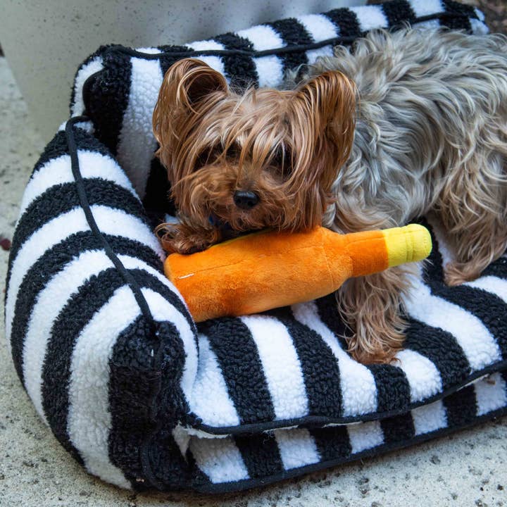 Glow Pups - Wholesale Pet Bed - Dog - Chic Comfort Black and White Striped Sofa Dog Bed12