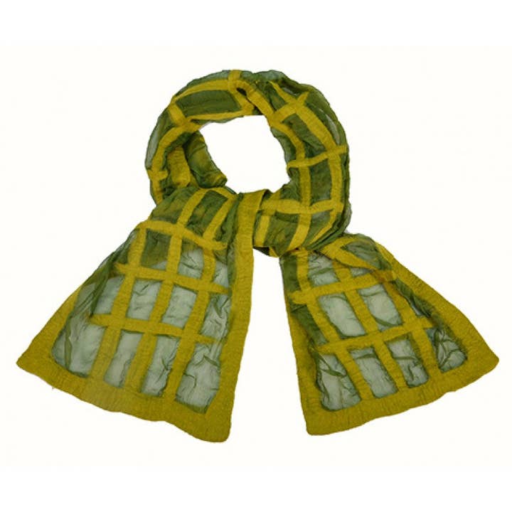 Green Square Felted Chiffon Scarves for wholesale by BNB Crafts Inc.