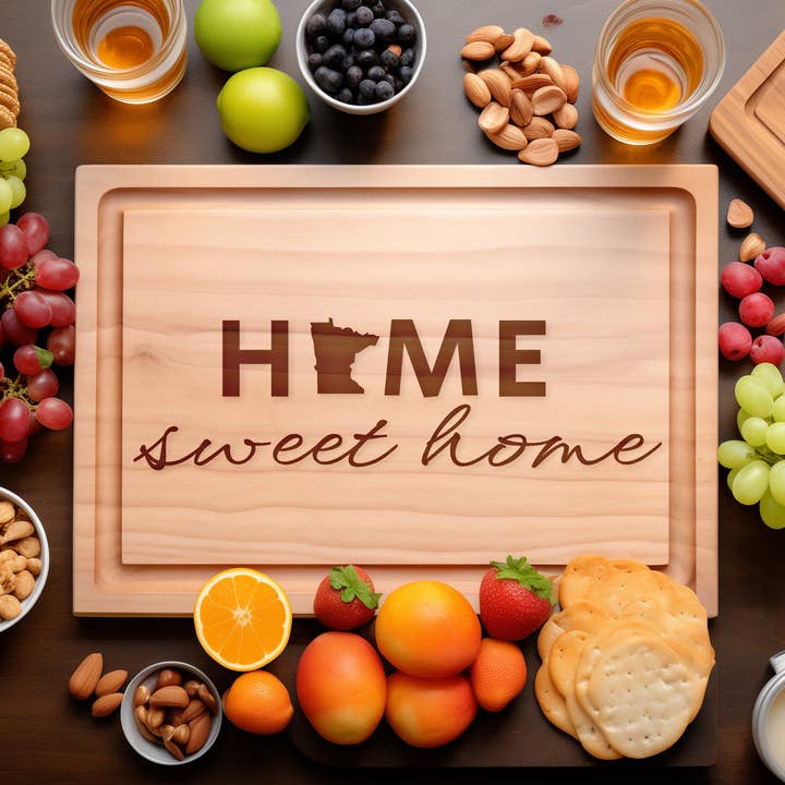Minnesota Home Sweet Home Cutting Board - Custom State Gift for wholesale by Southern Farm Signs