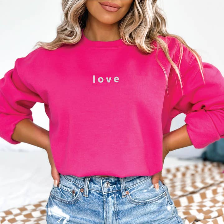 P E T I T R U E – wholesale Sweatshirt - Dam – BRODERAD Kärlek Tröja Alla hjärtans dag Crewneck Minimalistisk