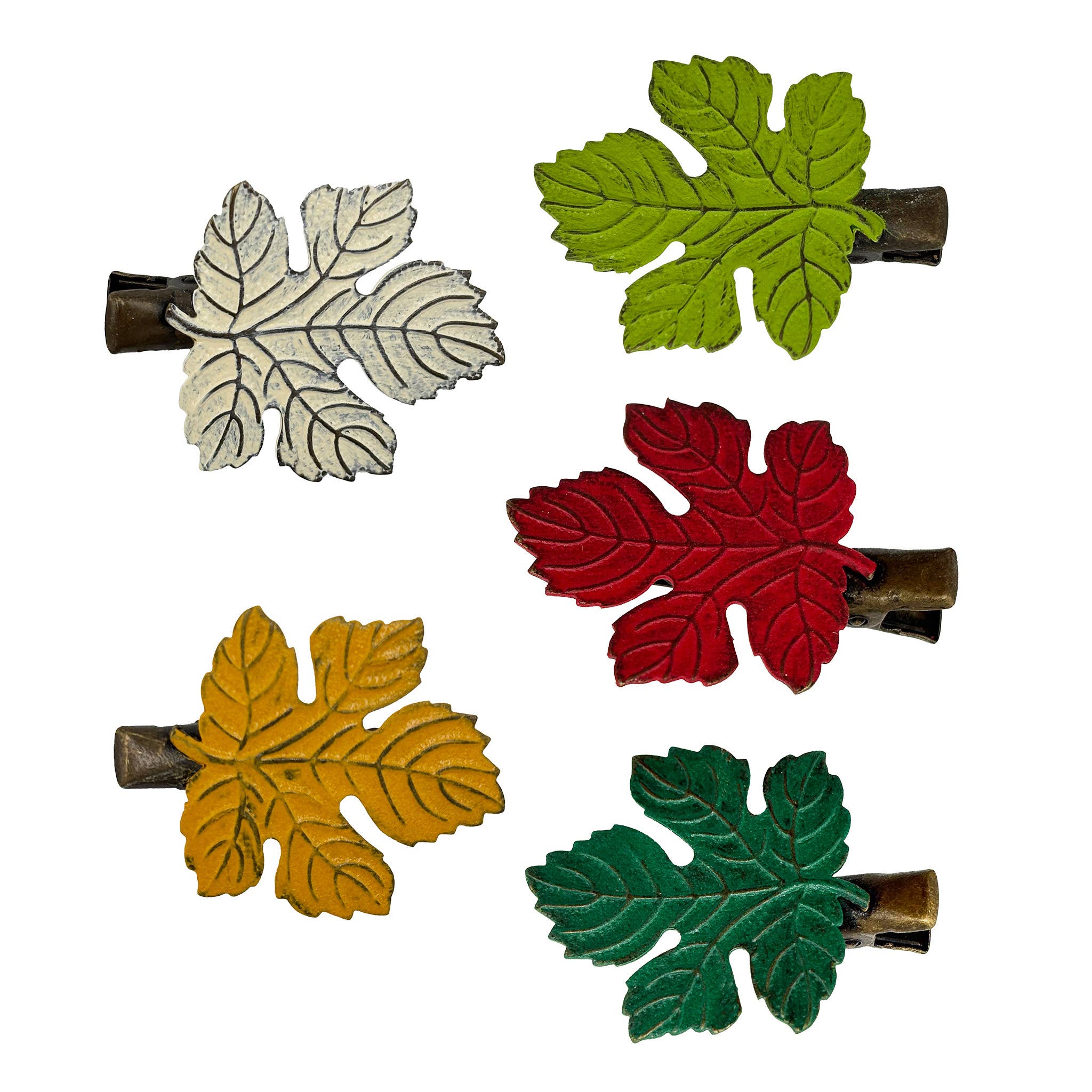 Gleeful Peacock - Wholesale Hair Clip - Women's - Branch Out Hair Clip-Hand Painted Fall Leaf-Alligator Clip5