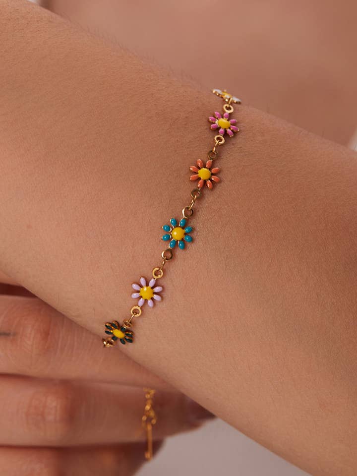 Collana a margherita bianca/colorata DPJN43 per la vendita all'ingrosso da parte di Dipped Shop