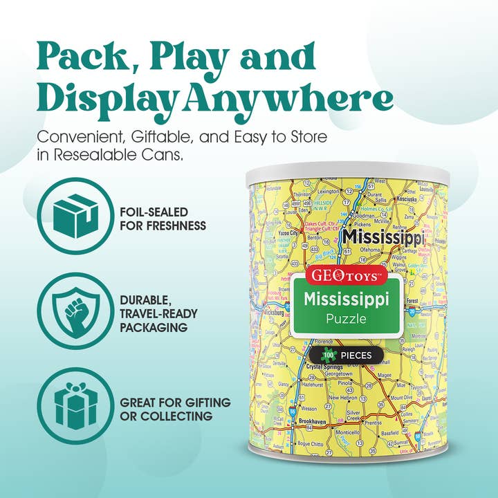 Geotoys - Wholesale Puzzle - Kids - Geotoys 100-piece Mini Puzzle - Mississippi2
