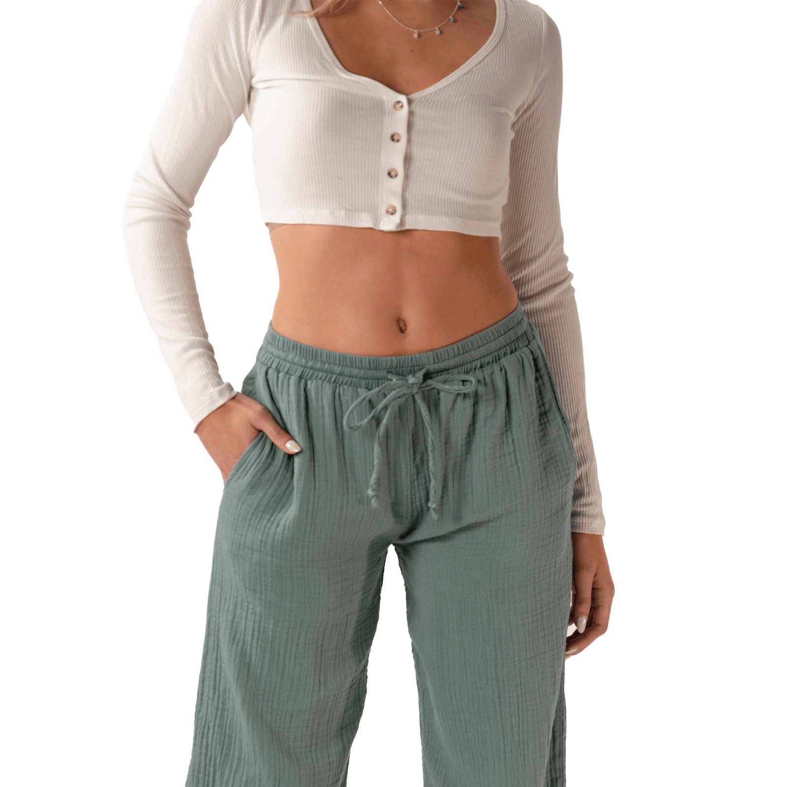 Lotus and Luna – wholesale Pants – Women's – Sage Cabana Pants3