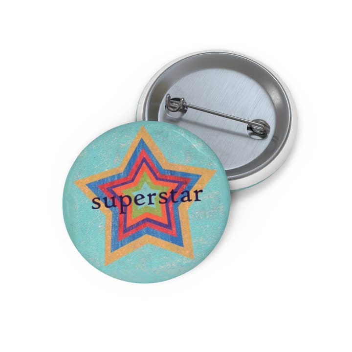 Round Button / Pin. Superstar for wholesale by Blueberry Road Cards
