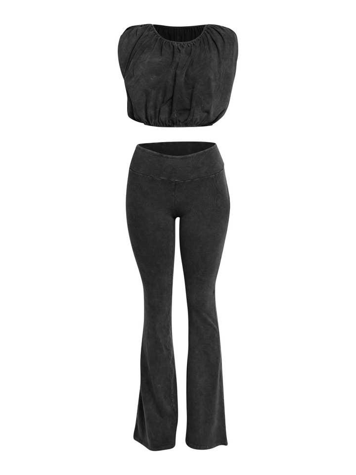 K Too – Großhandel Set aus Oberteil und Hose (NICHT Loungewear) – Damen – Mineralgewaschenes Blasentop- und Hosen-Set1