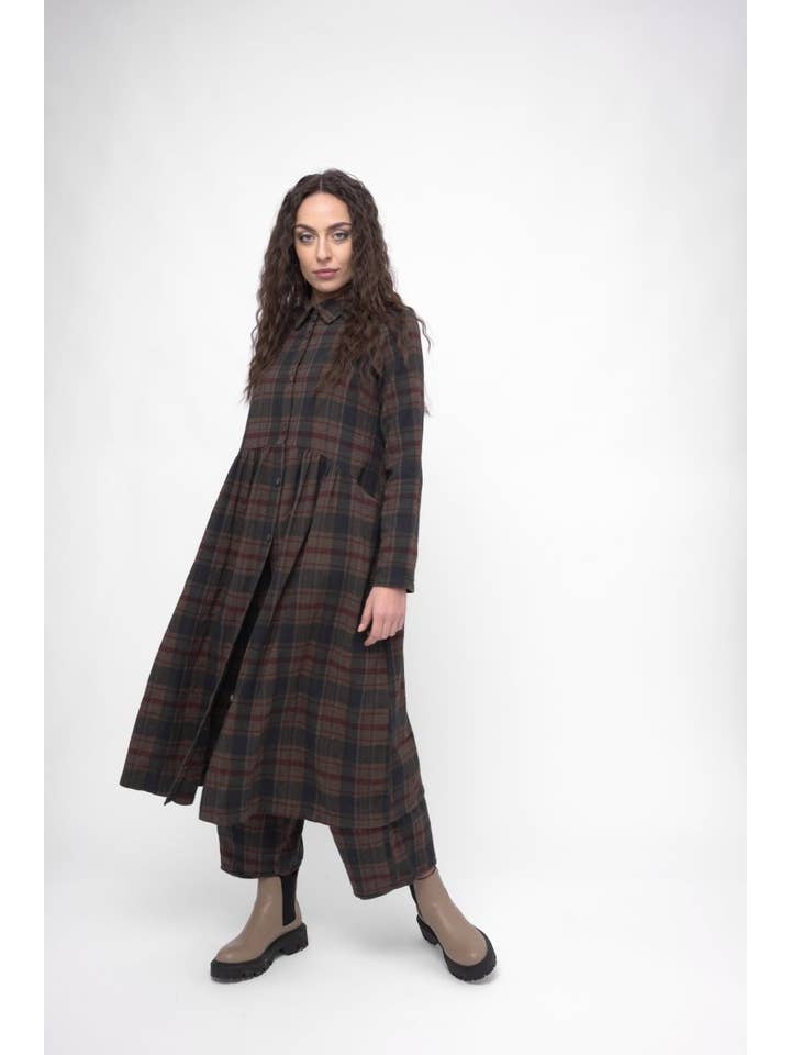 Baci & Amici Fashion - US Continental - Wholesale Dress - Women's - Cotton Plaid Tiered Waist Dress1