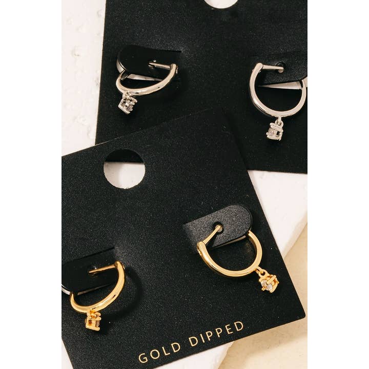 Fame Accessories – wholesale Hoop earrings – Mini Rhinestone Stud Latch Hoop Earrings2