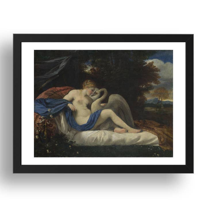 Estilo de Pier Francesco Mola: Leda e o Cisne, Poster em Moldura de 17x13" (A3) por atacado de PERIOD PRINTS