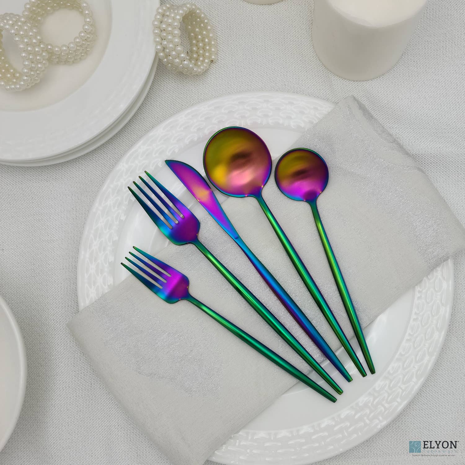 Elyon Tableware® - Vente Set de couverts - Ensemble de couverts colorés 20 pièces en acier inoxydable pour 4 personnes16