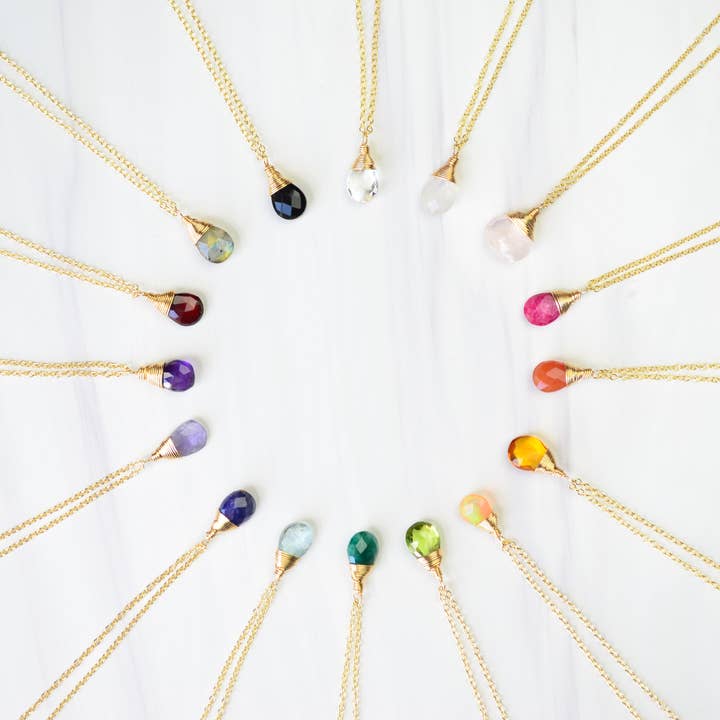 Collier Birthstone en or 14 carats pour la vente par White Sage & Sapphire