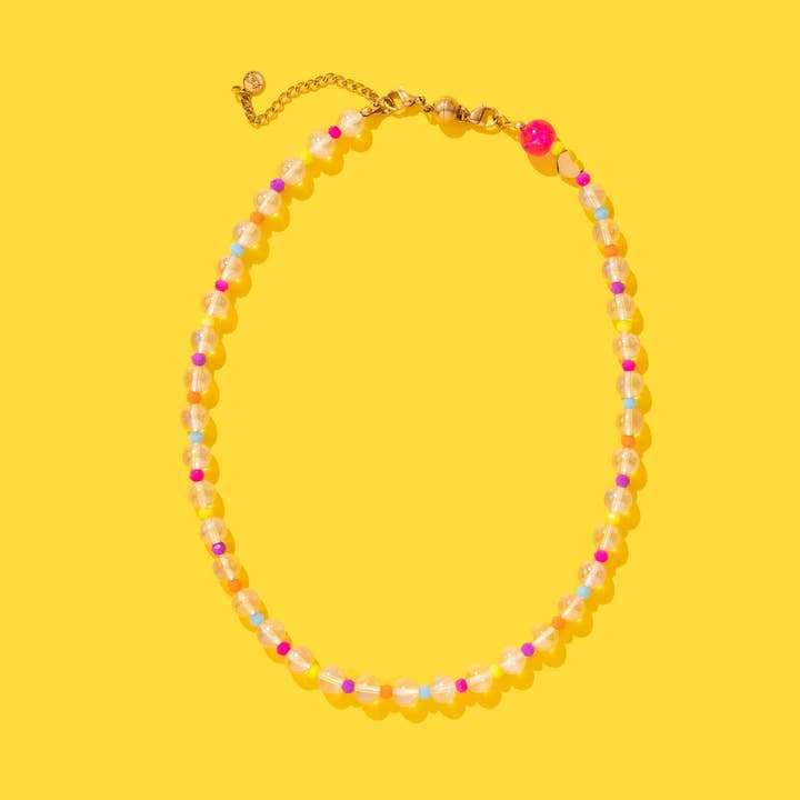Beaded Necklace - Clear + Multi-Colored - Lanie for wholesale by Taylor Elliott Designs