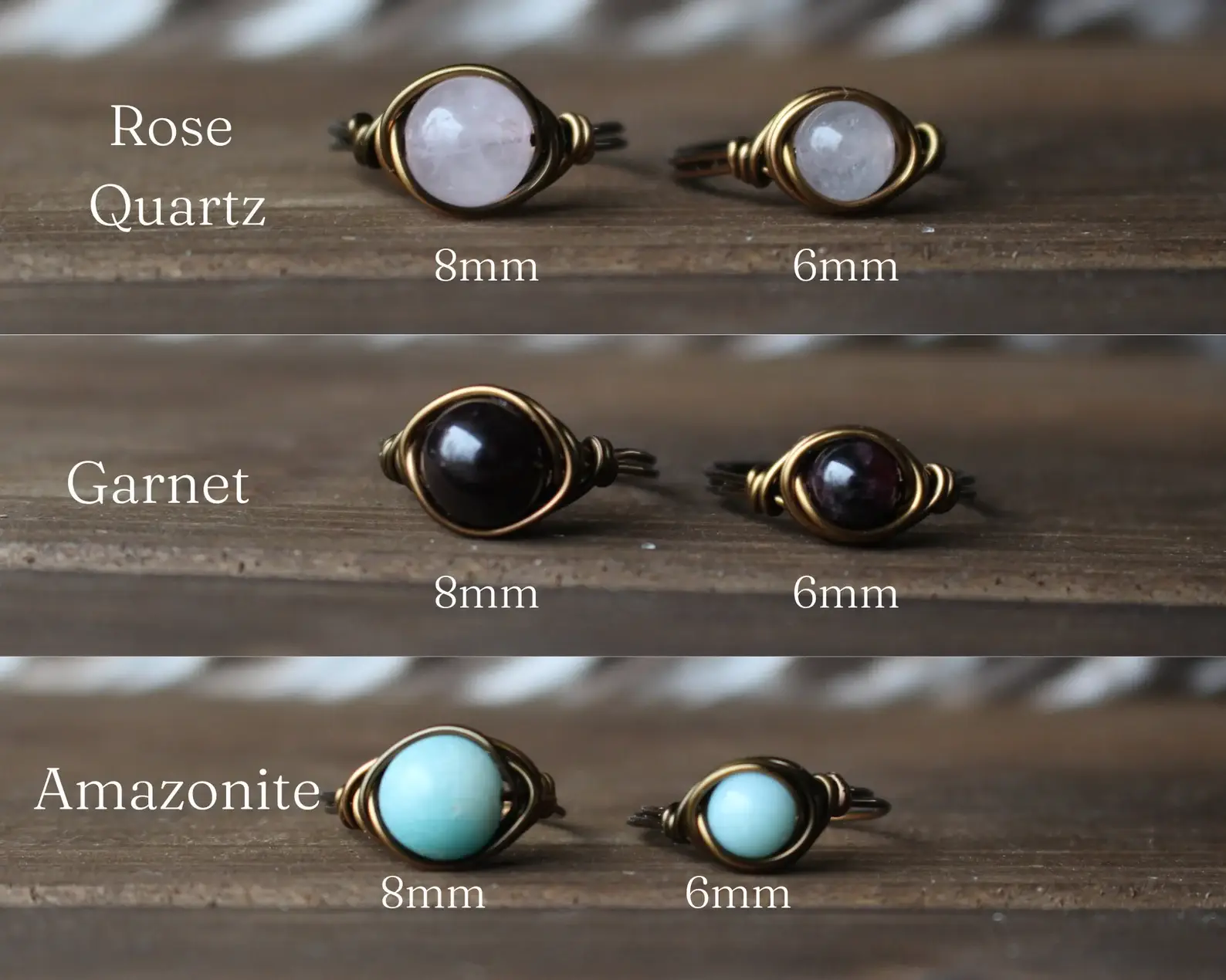 Gratefully Dreaming - Wholesale Cocktail/Statement Ring - Antique Brass Wire Wrapped Gemstone Rings5