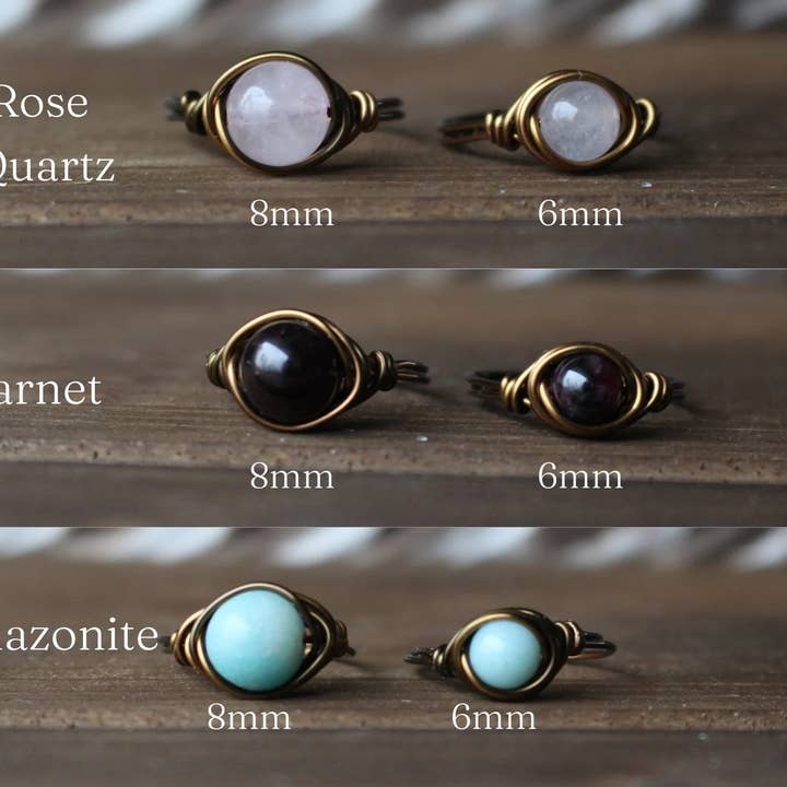 Gratefully Dreaming - Wholesale Cocktail/Statement Ring - Antique Brass Wire Wrapped Gemstone Rings5