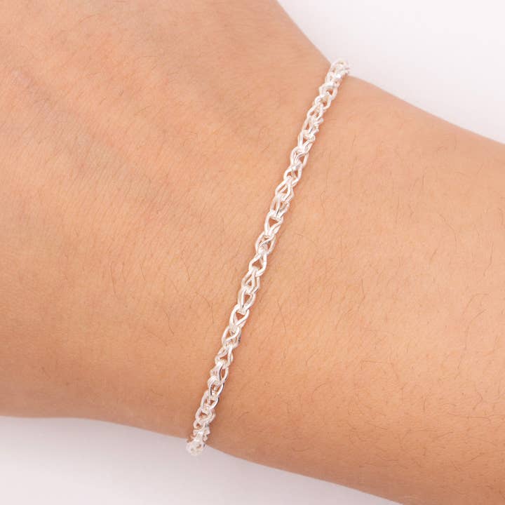 "Rosewood" Sterling Zilver 2,6 mm Open Twist Foxtail Ketting voor wholesale door TPAIGE Jewelry