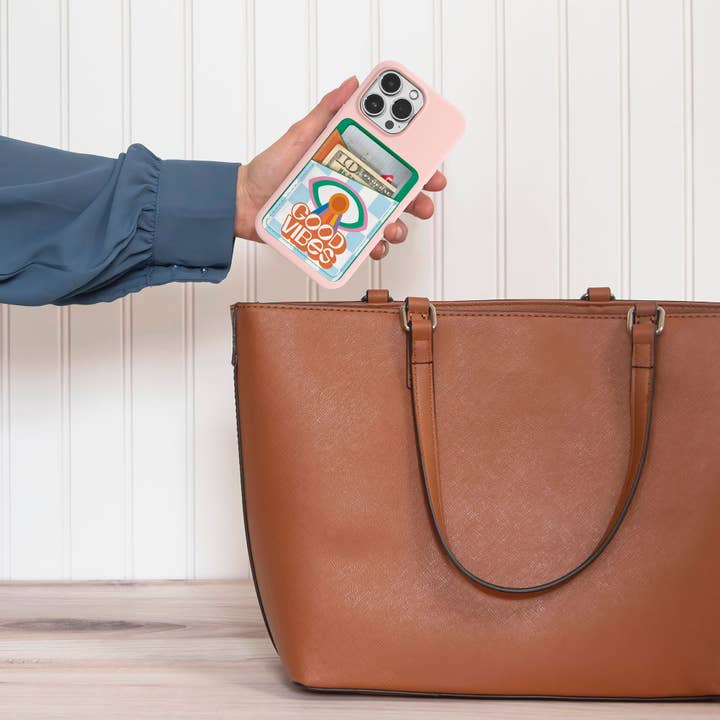 Studio Oh! - Vente Étui portefeuille pour téléphone – femme - Portefeuille autocollant pour téléphone portable Spread Good Vibes5