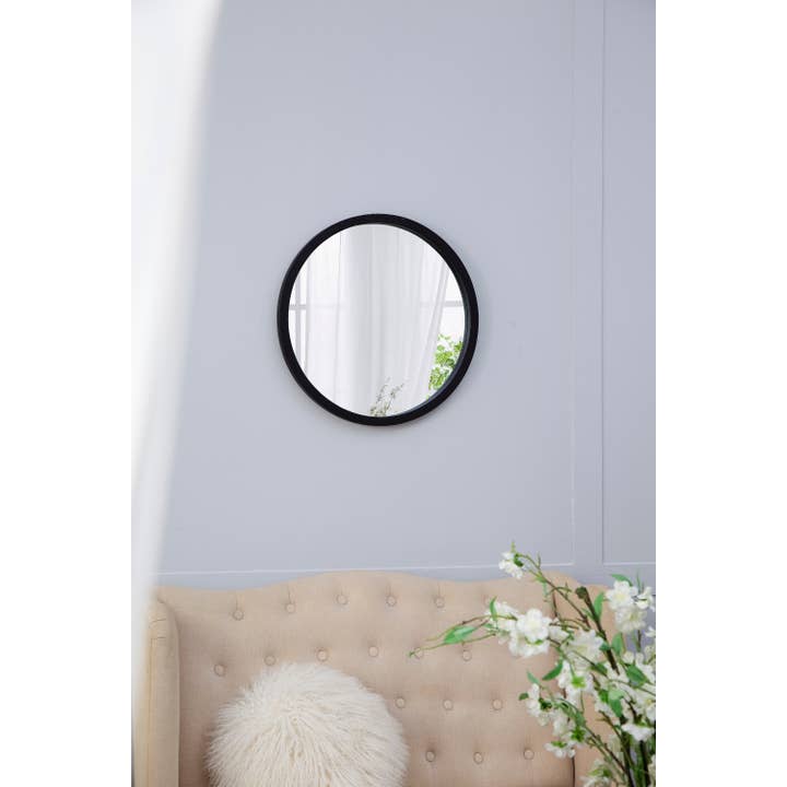 Black Circle Wall Mirror with Wooden Frame for Home & Office for wholesale on Faire13