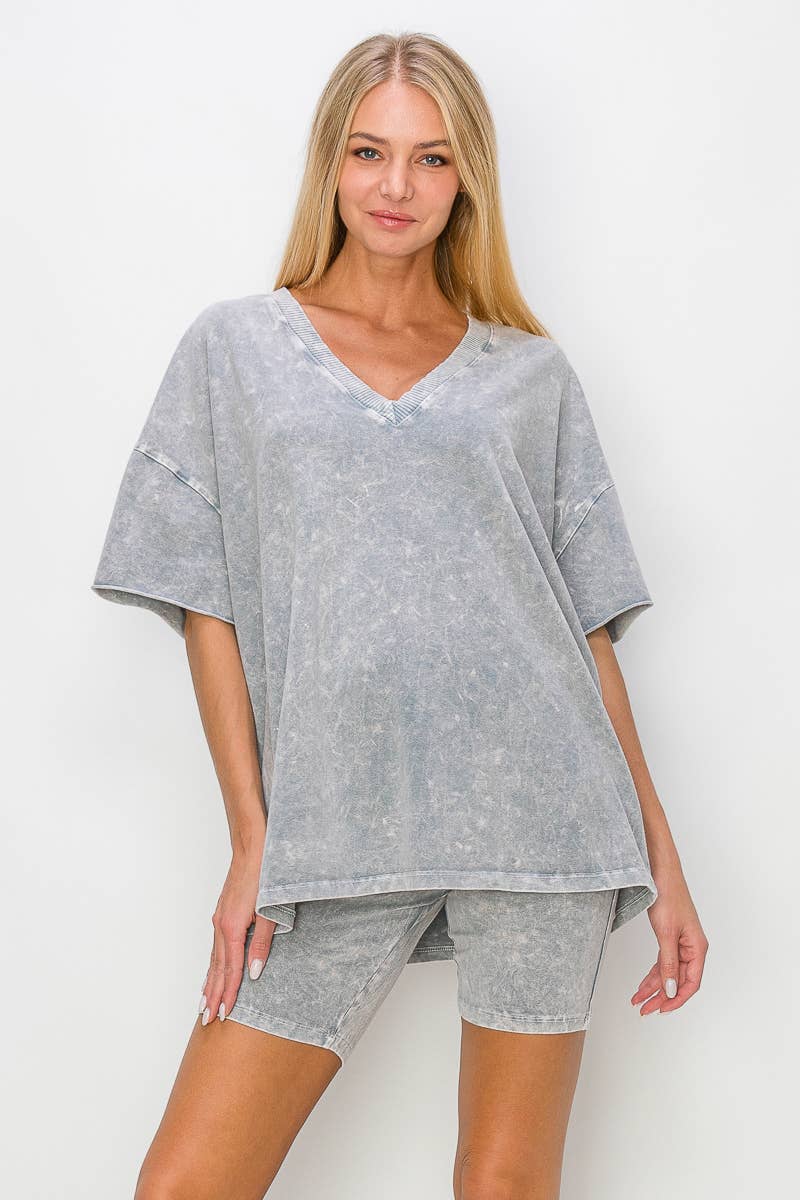 J.Her - Wholesale Shorts - Women's - Mineral Washed Biker shorts HP50386