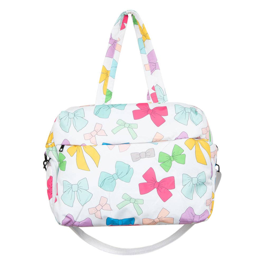 Bianco Borsa da weekend Katydid con fiocchi multicolore e passaggio per trolley in vendita all'ingrosso su Faire2