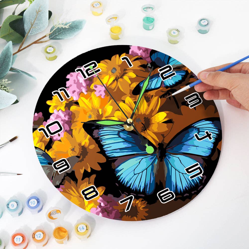 Paint Your Numbers - Wholesale DIY Craft Kit - Paint the Moment – Butterfly Bloom Clock Kit6