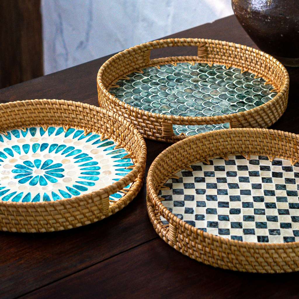 Jungle Culture - Wholesale Decorative Tray - Rattan Serving Tray - Wicker Coffee Table Centerpiece Tray3