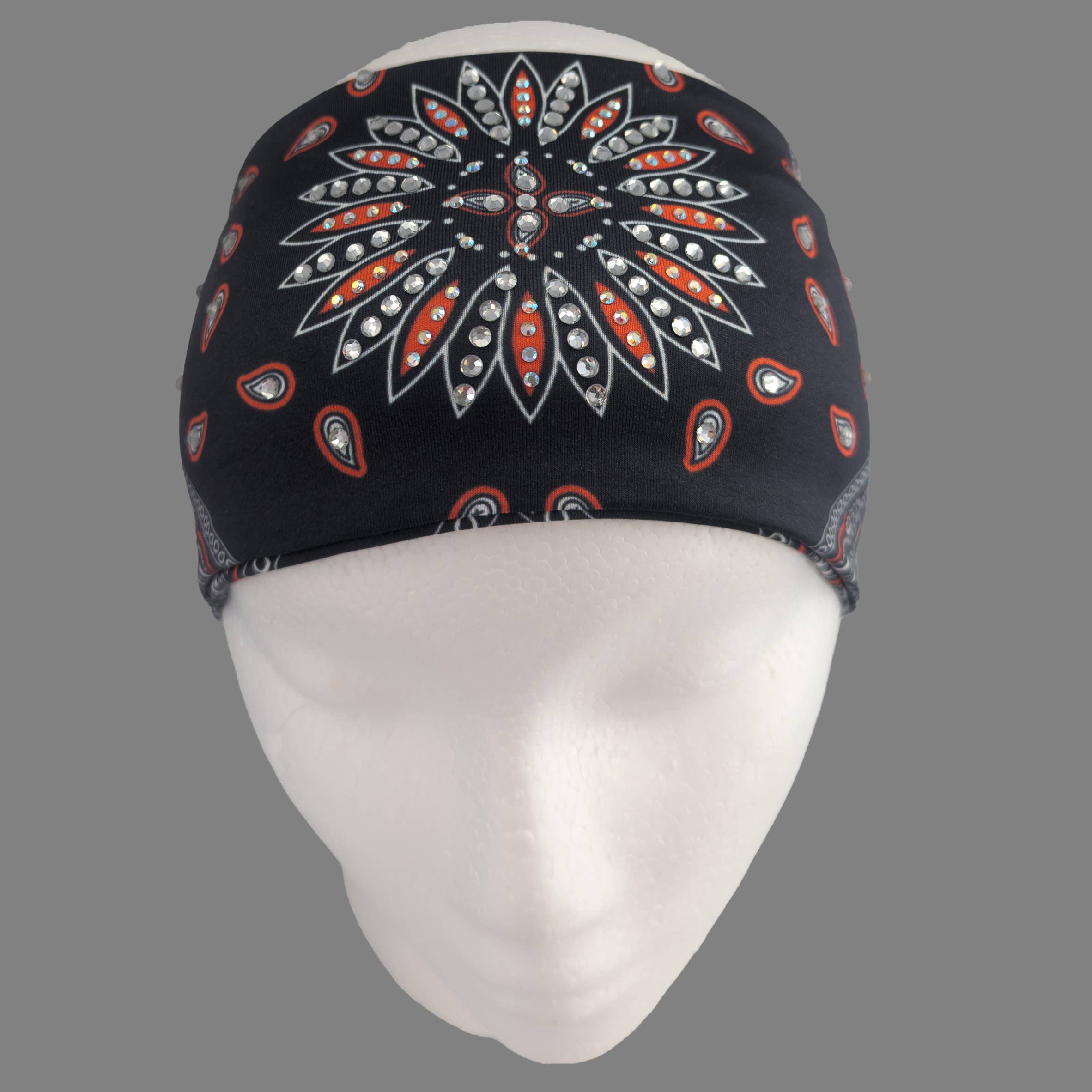 HW172R - Black Starburst Paisley Headwrap for wholesale by Gem City Attire