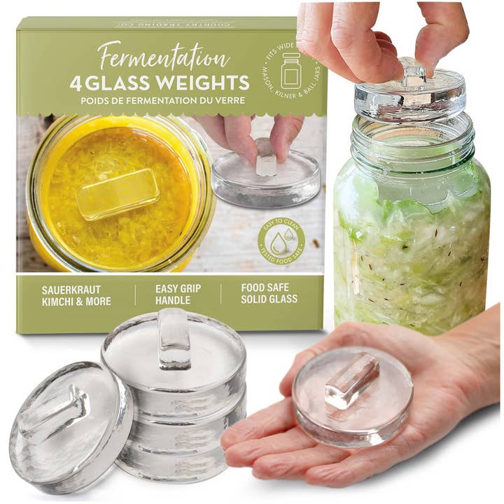 Glass Fermenting Weights for Vegetable Pickles - Set of 4 for wholesale by Country Trading Co.