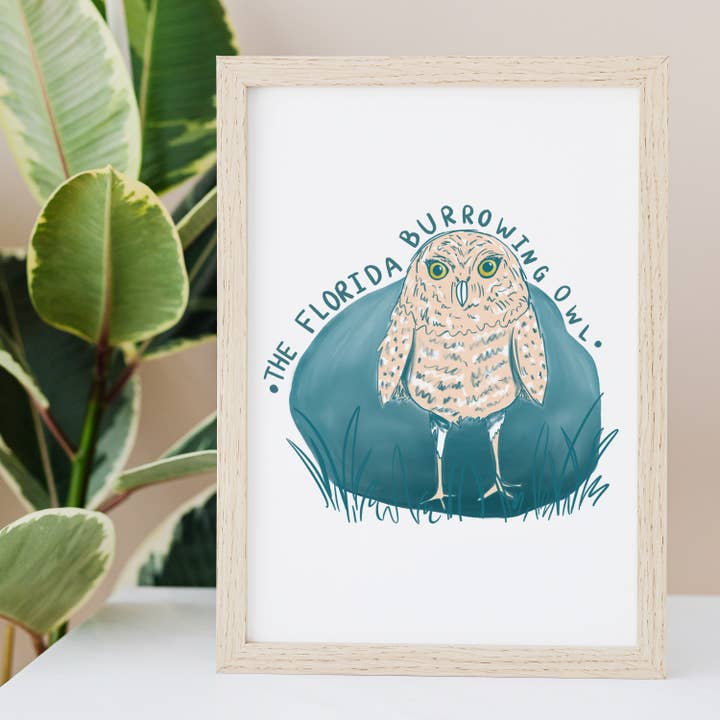 25 Sweetpeas - Wholesale Art Print - Burrowing Owl Art Print, Bird Art, Florida Burrowing Owl1