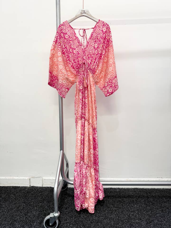 Lucy Sparks - Wholesale Dress - Women's - SILKY MAXI DRESS WITH DEEP V NECK