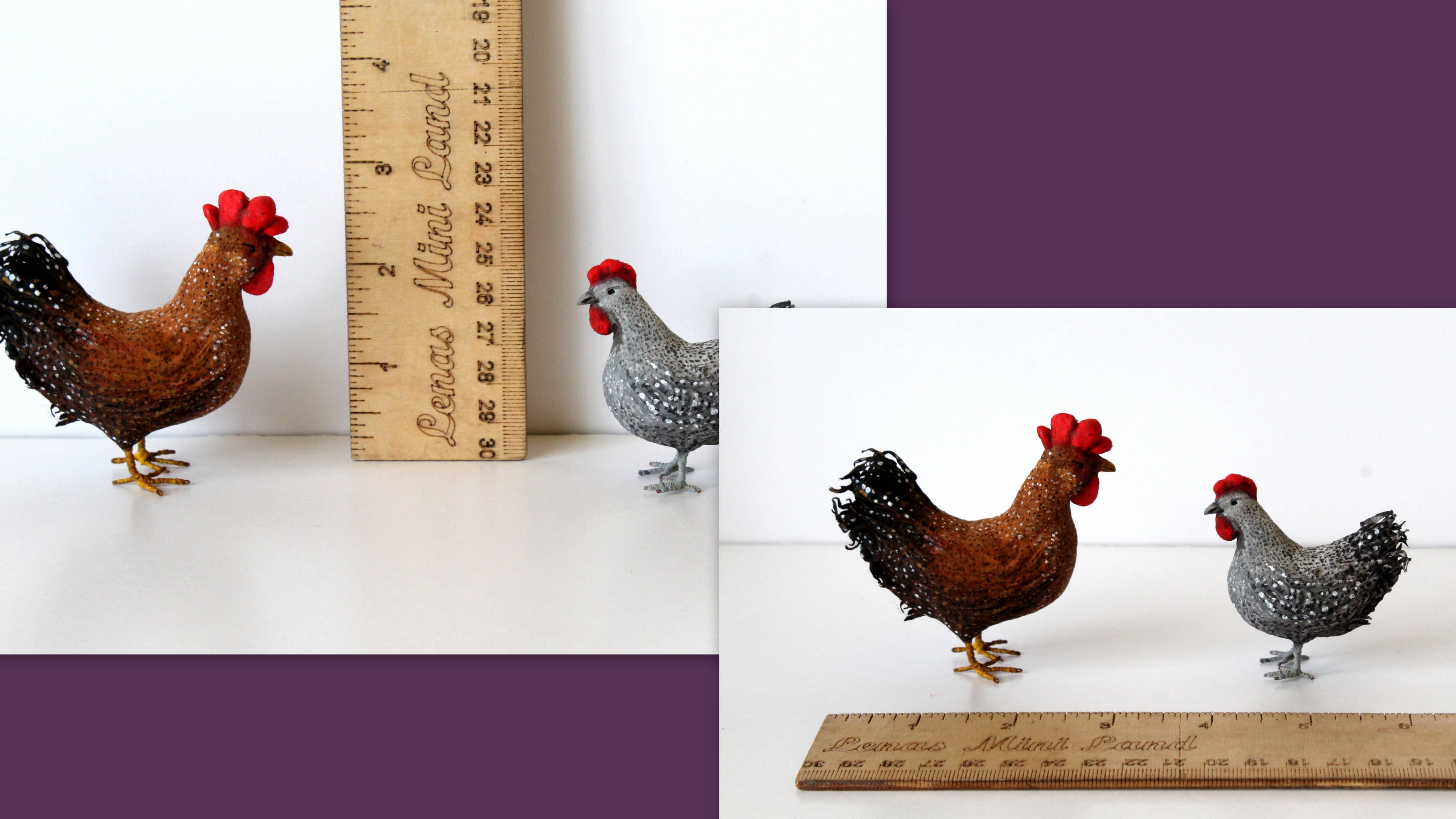 Lenasminiland - Venta al por mayor Figura decorativa - Figura miniatura de gallina de fieltro de algodón para casita de muñecas9