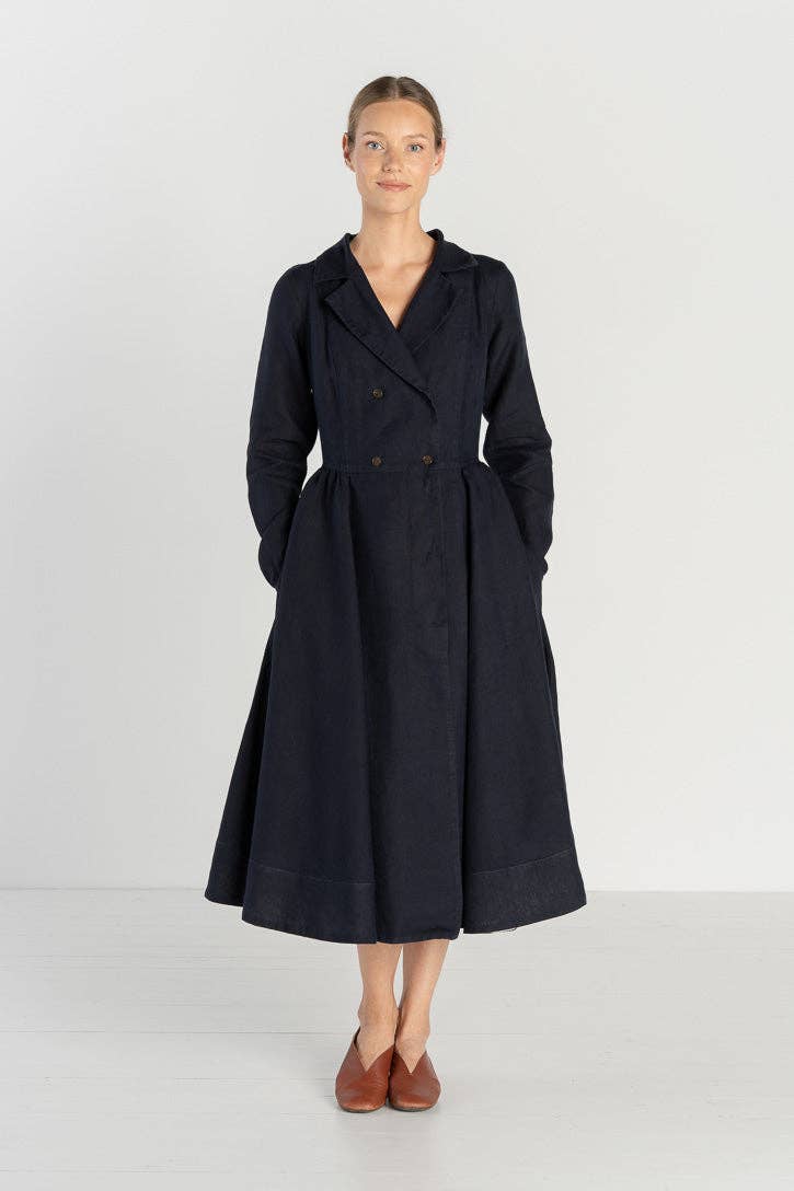 Son de Flor - Venta al por mayor Vestido - Mujer - Enola – Vestido Midi de Lino a Medida con Cuello con Muesca5