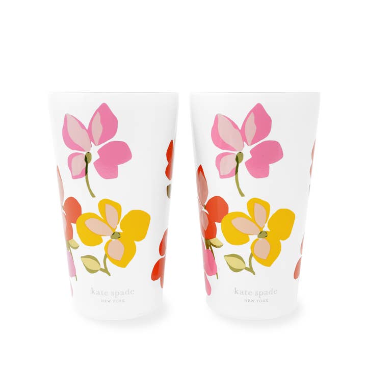 Stainless Steel Tumbler Set, Spring Pansies for wholesale by Kate Spade New York by Lifeguard Press