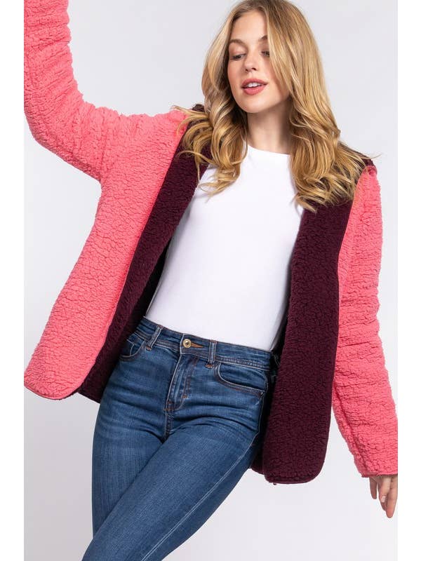 Active Basic | Active USA - Wholesale Fur/Faux Fur Coat - Women's - Long Sleeve Hoodie Faux-fur Reversible Jacket1