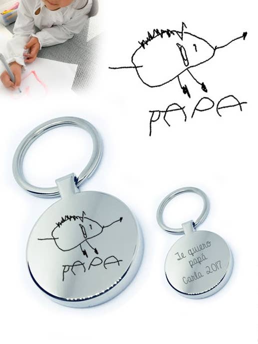 Portachiavi rotondo in acciaio da 35 mm con il tuo disegno o scritto in m. per la vendita all'ingrosso da parte di Happypulseras