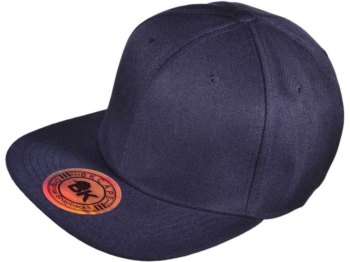Buck Wholesale - Wholesale Flat Brim Cap - Unisex - Blank Snapback Hats - BK Caps Flat Bill Plain Vintage37