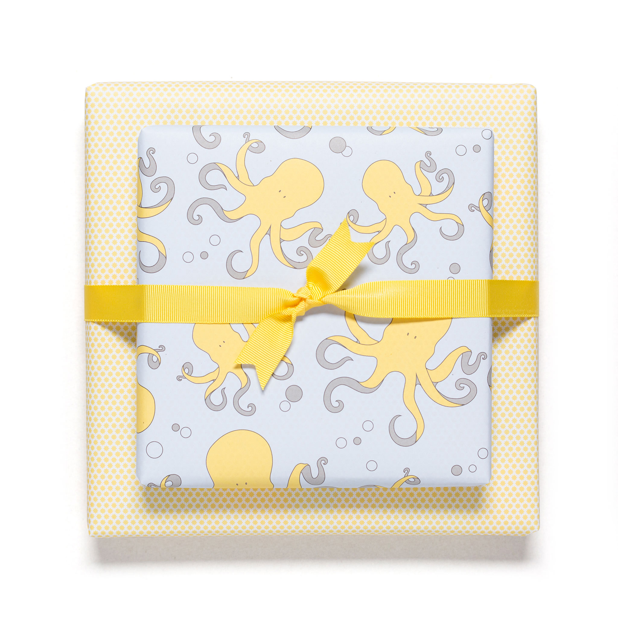 My Pretty Circus - Wholesale Flat Wrap - Yellow octopus wrapping paper, double-sided recycled paper2