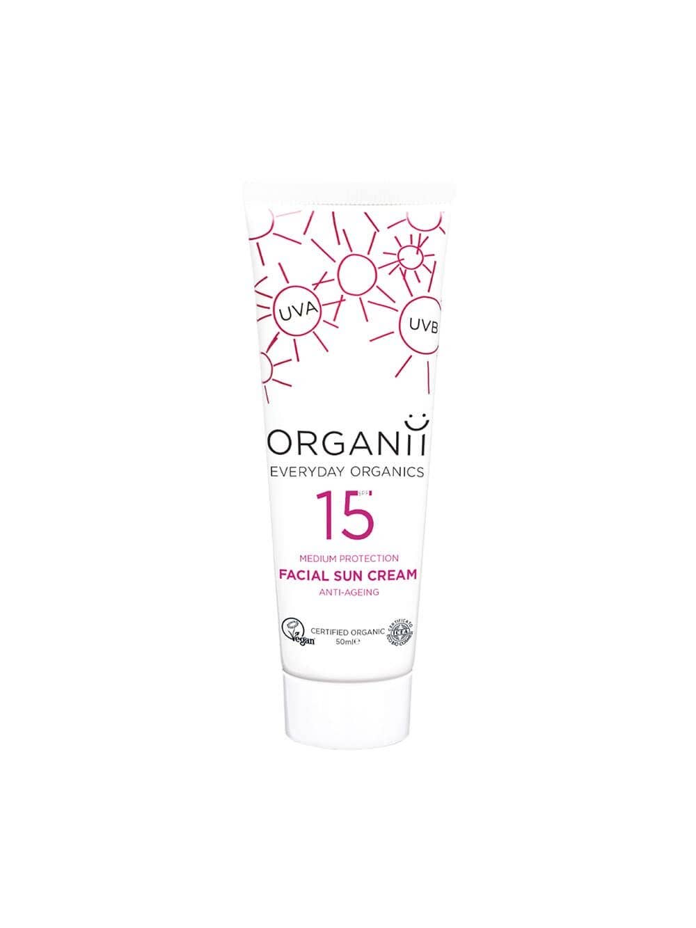 ORGANii – wholesale Sunscreen – SPF15 Anti Ageing Facial Sun Cream